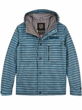 Burton DryRide White Collection Cannon Snowboard Jacket Blue Black Stripe Med